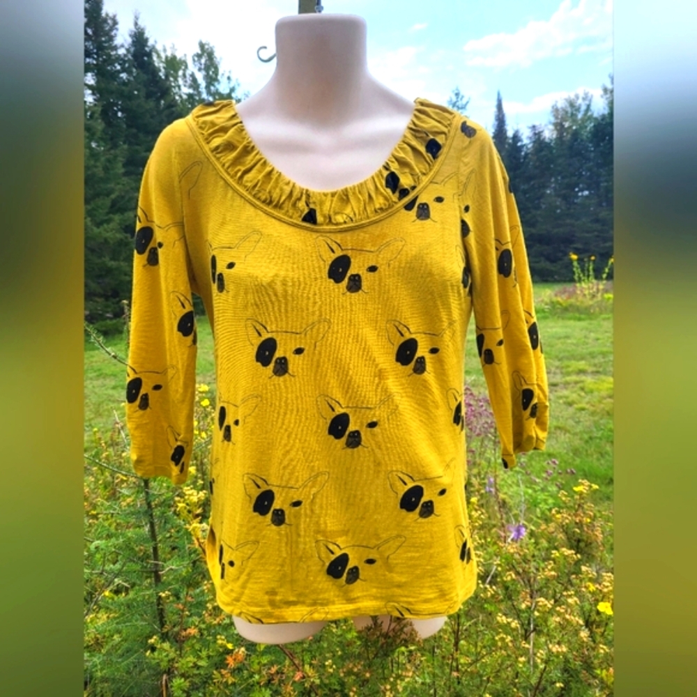 "Hey Bulldog!" BOHO HOST PICK Anthropologie Mustard Top